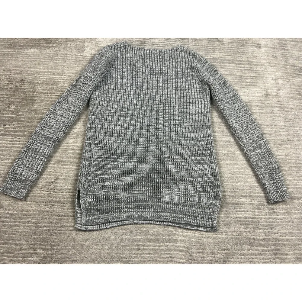 Arizona Jean Co Sweater Women Medium Grey V-Neck Lattice Strappy Chunky Knit Top